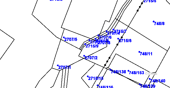 Parcela st. 2715/9 v KÚ Želechovice nad Dřevnicí, Katastrální mapa