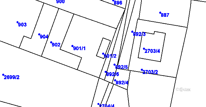 Parcela st. 901/2 v KÚ Želechovice nad Dřevnicí, Katastrální mapa