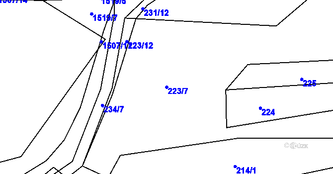 Parcela st. 223/7 v KÚ Želechovice nad Dřevnicí, Katastrální mapa
