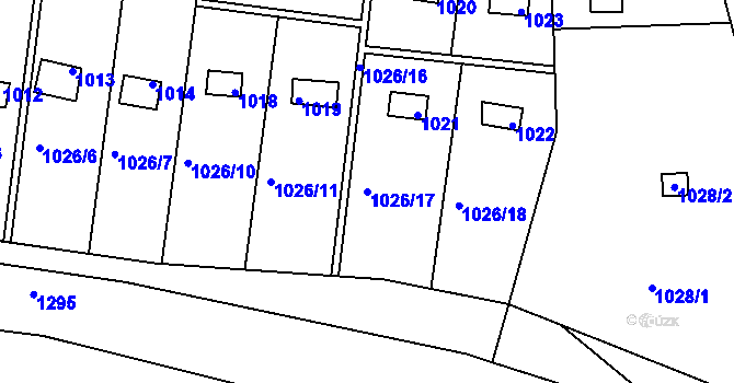 Parcela st. 1026/17 v KÚ Želechovice nad Dřevnicí, Katastrální mapa