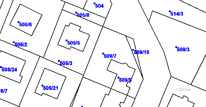 Parcela st. 509/7 v KÚ Želechovice nad Dřevnicí, Katastrální mapa
