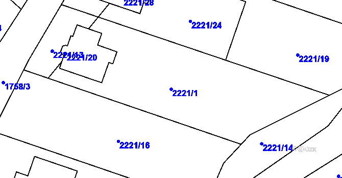 Parcela st. 2221/1 v KÚ Želechovice nad Dřevnicí, Katastrální mapa