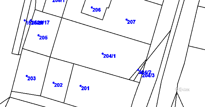 Parcela st. 204/1 v KÚ Želechovice nad Dřevnicí, Katastrální mapa