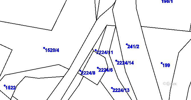 Parcela st. 2224/11 v KÚ Želechovice nad Dřevnicí, Katastrální mapa