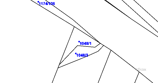 Parcela st. 1048/1 v KÚ Želechovice nad Dřevnicí, Katastrální mapa