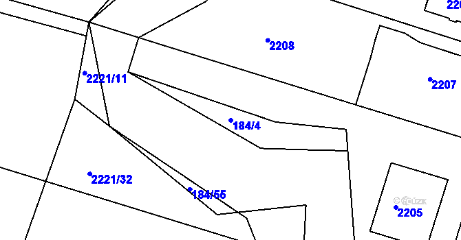 Parcela st. 184/4 v KÚ Želechovice nad Dřevnicí, Katastrální mapa