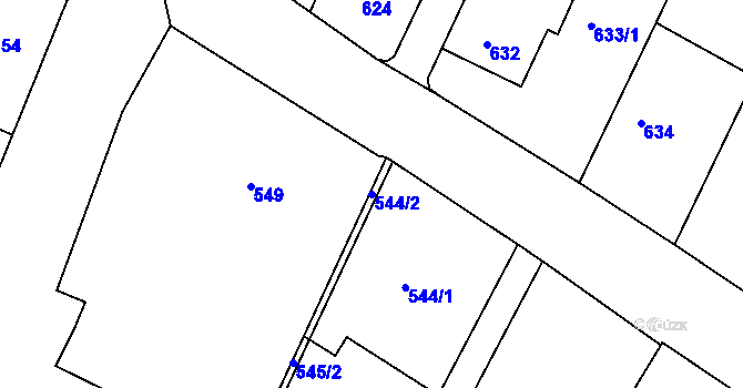 Parcela st. 544/2 v KÚ Želechovice nad Dřevnicí, Katastrální mapa