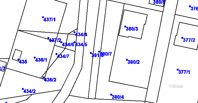 Parcela st. 380/7 v KÚ Želechovice nad Dřevnicí, Katastrální mapa