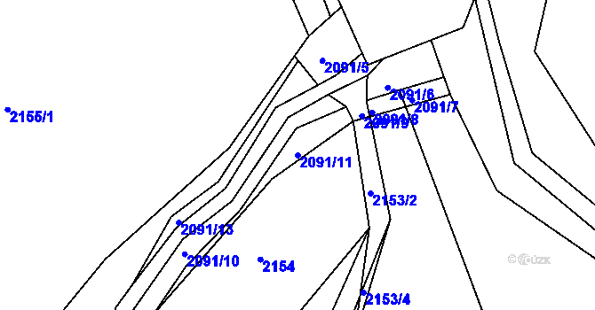 Parcela st. 2091/11 v KÚ Želechovice nad Dřevnicí, Katastrální mapa