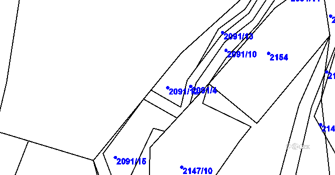 Parcela st. 2091/12 v KÚ Želechovice nad Dřevnicí, Katastrální mapa