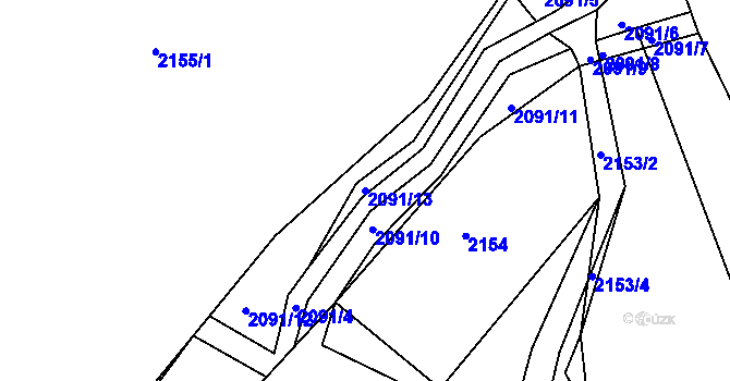 Parcela st. 2091/13 v KÚ Želechovice nad Dřevnicí, Katastrální mapa