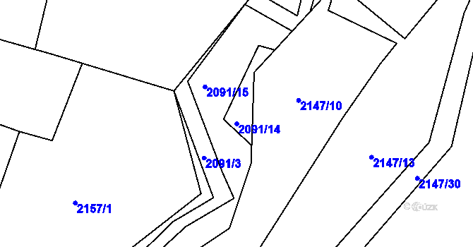 Parcela st. 2091/14 v KÚ Želechovice nad Dřevnicí, Katastrální mapa