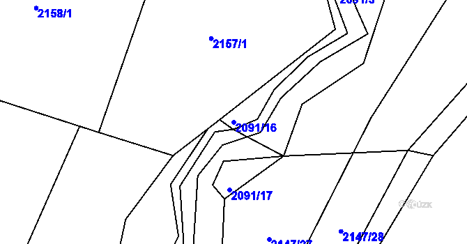 Parcela st. 2091/16 v KÚ Želechovice nad Dřevnicí, Katastrální mapa