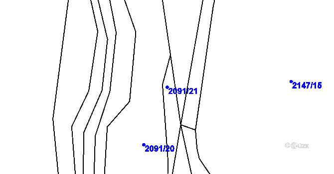 Parcela st. 2091/21 v KÚ Želechovice nad Dřevnicí, Katastrální mapa