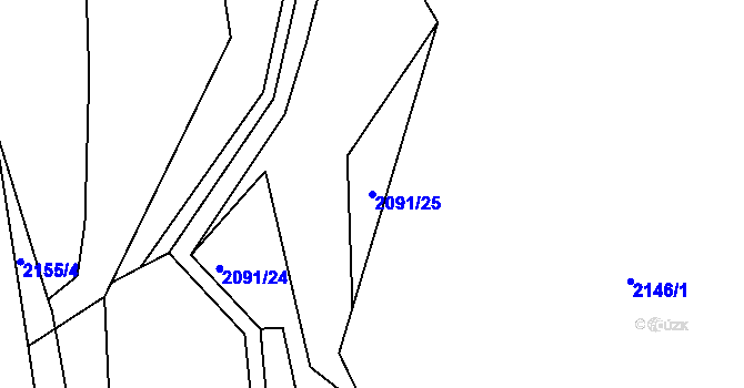Parcela st. 2091/25 v KÚ Želechovice nad Dřevnicí, Katastrální mapa