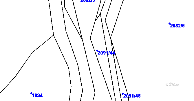 Parcela st. 2091/44 v KÚ Želechovice nad Dřevnicí, Katastrální mapa