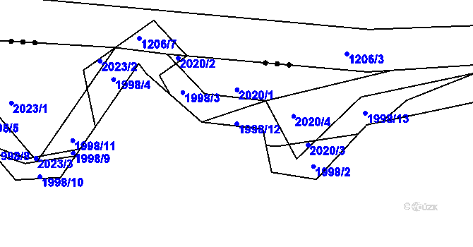 Parcela st. 1998/12 v KÚ Želechovice nad Dřevnicí, Katastrální mapa