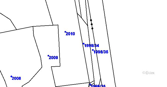 Parcela st. 1998/34 v KÚ Želechovice nad Dřevnicí, Katastrální mapa