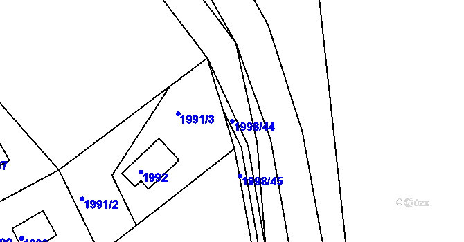 Parcela st. 1998/44 v KÚ Želechovice nad Dřevnicí, Katastrální mapa