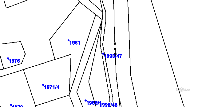 Parcela st. 1998/47 v KÚ Želechovice nad Dřevnicí, Katastrální mapa