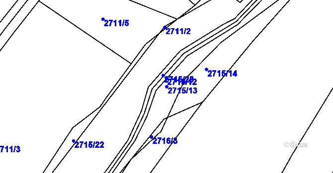 Parcela st. 2715/13 v KÚ Želechovice nad Dřevnicí, Katastrální mapa