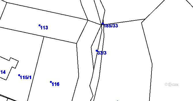 Parcela st. 33/3 v KÚ Želechovice nad Dřevnicí, Katastrální mapa