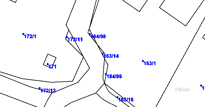 Parcela st. 163/14 v KÚ Želechovice nad Dřevnicí, Katastrální mapa