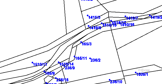 Parcela st. 165/3 v KÚ Želechovice nad Dřevnicí, Katastrální mapa