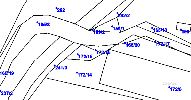 Parcela st. 172/16 v KÚ Želechovice nad Dřevnicí, Katastrální mapa