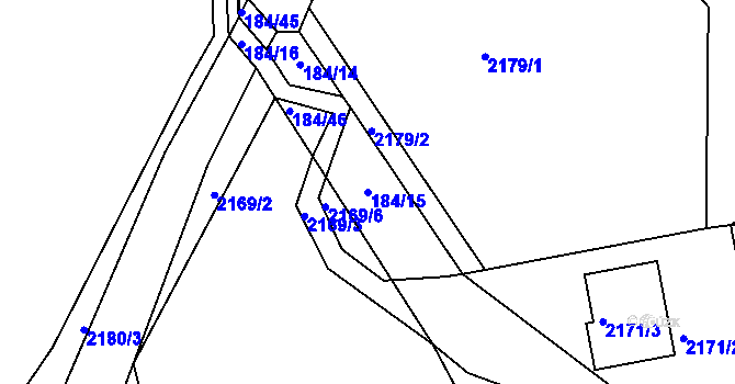 Parcela st. 184/15 v KÚ Želechovice nad Dřevnicí, Katastrální mapa