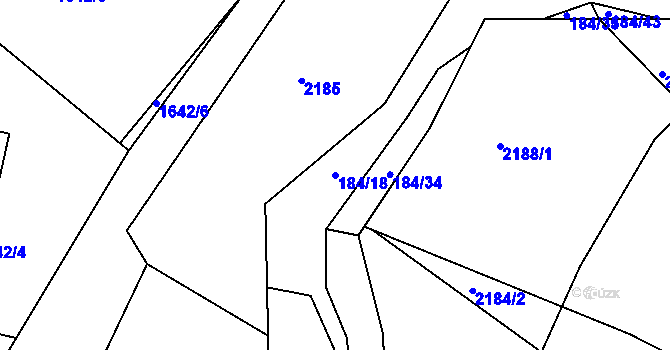 Parcela st. 184/18 v KÚ Želechovice nad Dřevnicí, Katastrální mapa