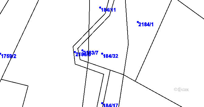 Parcela st. 184/32 v KÚ Želechovice nad Dřevnicí, Katastrální mapa