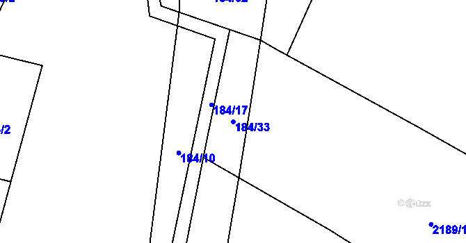 Parcela st. 184/33 v KÚ Želechovice nad Dřevnicí, Katastrální mapa