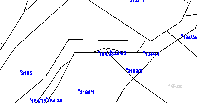 Parcela st. 184/35 v KÚ Želechovice nad Dřevnicí, Katastrální mapa
