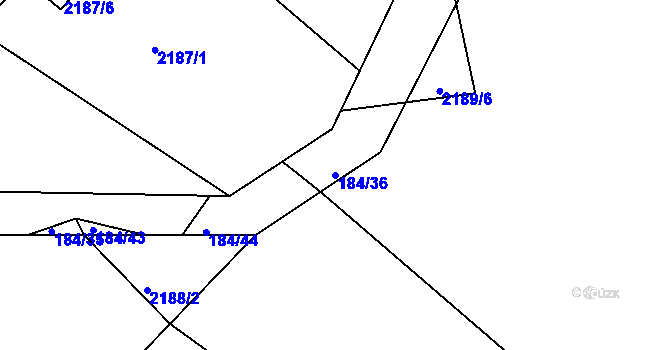 Parcela st. 184/36 v KÚ Želechovice nad Dřevnicí, Katastrální mapa