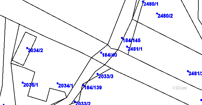 Parcela st. 184/40 v KÚ Želechovice nad Dřevnicí, Katastrální mapa