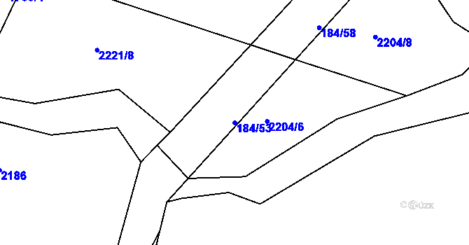 Parcela st. 184/53 v KÚ Želechovice nad Dřevnicí, Katastrální mapa
