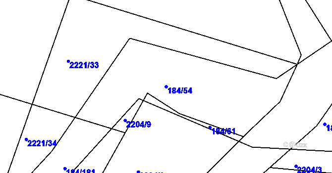 Parcela st. 184/54 v KÚ Želechovice nad Dřevnicí, Katastrální mapa