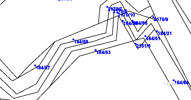 Parcela st. 184/63 v KÚ Želechovice nad Dřevnicí, Katastrální mapa