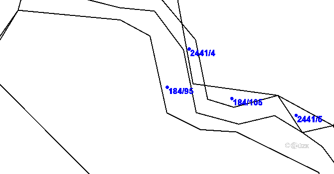 Parcela st. 184/95 v KÚ Želechovice nad Dřevnicí, Katastrální mapa