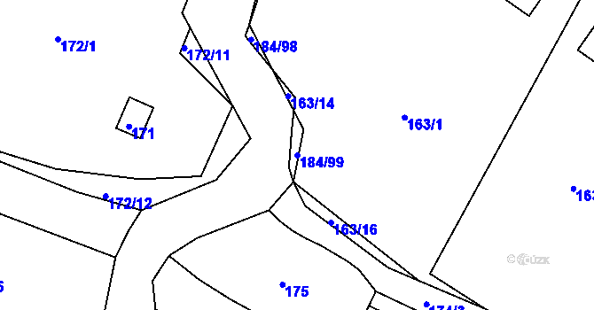 Parcela st. 184/99 v KÚ Želechovice nad Dřevnicí, Katastrální mapa