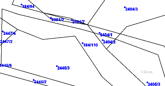 Parcela st. 184/110 v KÚ Želechovice nad Dřevnicí, Katastrální mapa