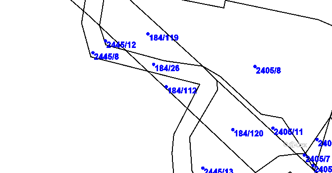 Parcela st. 184/112 v KÚ Želechovice nad Dřevnicí, Katastrální mapa
