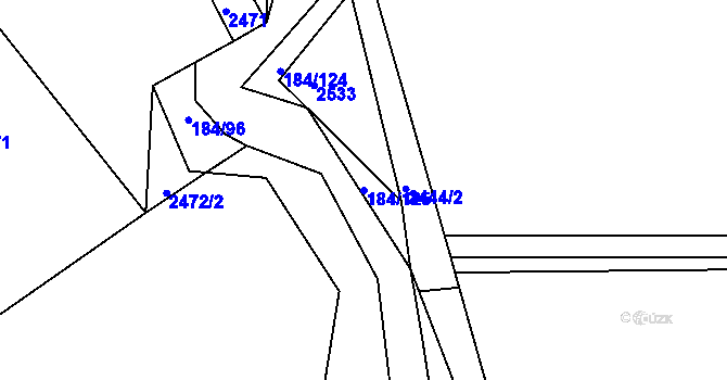 Parcela st. 184/125 v KÚ Želechovice nad Dřevnicí, Katastrální mapa