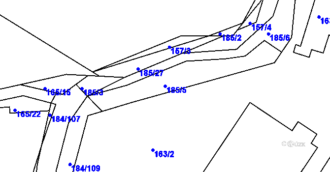 Parcela st. 185/5 v KÚ Želechovice nad Dřevnicí, Katastrální mapa