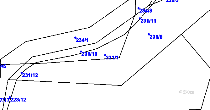 Parcela st. 231/1 v KÚ Želechovice nad Dřevnicí, Katastrální mapa