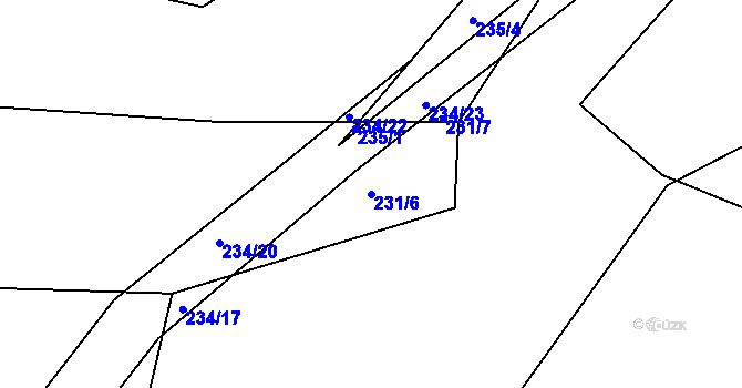 Parcela st. 231/6 v KÚ Želechovice nad Dřevnicí, Katastrální mapa