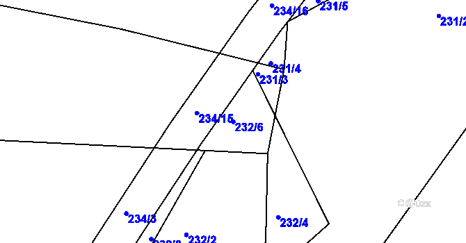 Parcela st. 232/6 v KÚ Želechovice nad Dřevnicí, Katastrální mapa