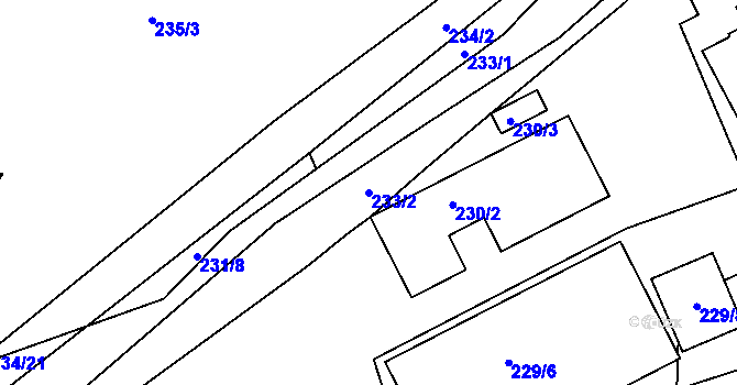 Parcela st. 233/2 v KÚ Želechovice nad Dřevnicí, Katastrální mapa