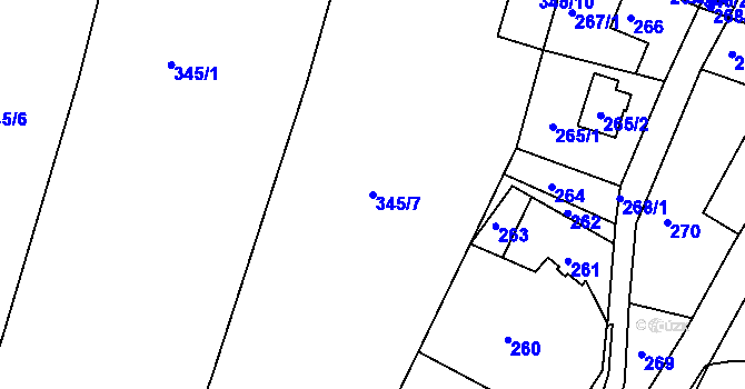 Parcela st. 345/7 v KÚ Želechovice nad Dřevnicí, Katastrální mapa